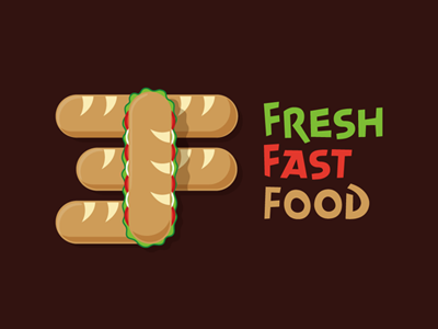 3F : FINAL 3 branding f food identity logo monogram sandwich type