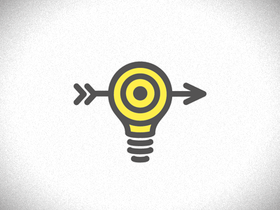 'Targeted Idea' arrow branding bulb idea identity lightbulb logo mark target