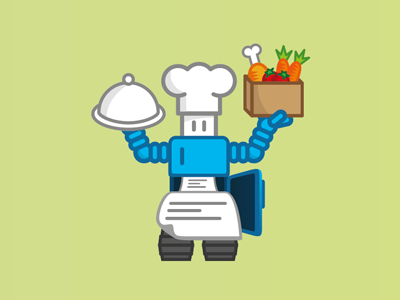 Recipe Bot : V3 chef cook food identity logo recipe refrigerator robot