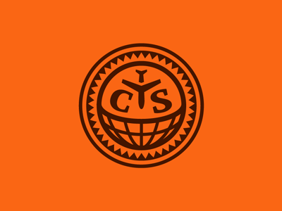 Centro Y Sur logo sun plane monogram round globe travel type americas central south identity michael spitz michaelspitz