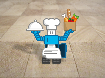 Recipe Bot : V4 chef cook cutting board food identity kitchen recipe robot