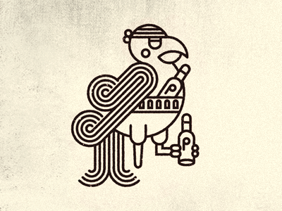 Yaa'rrr rebound pirate bandolier booze parrot bird peg leg arrrrrrrrrggggg illustration