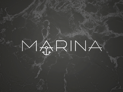 MARINA anchor anchorage custom type lettering michael spitz michaelspitz monoweight nautical surf texture typography