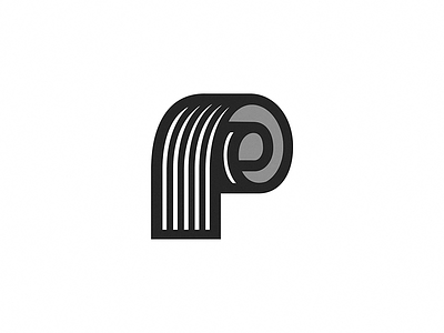 P branding curl fabric identity letter logo mark p roll stripes