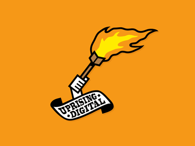 Uprising Digital banner book comics digital illustration flame identity logo pixel torch type uprising web