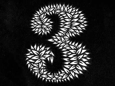 Leafy 3 3 black and white branding collab custom identity leaves michael spitz michaelspitz numbers print three type typography