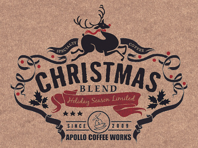 Apollo Coffee Works Christmas Label design illustration