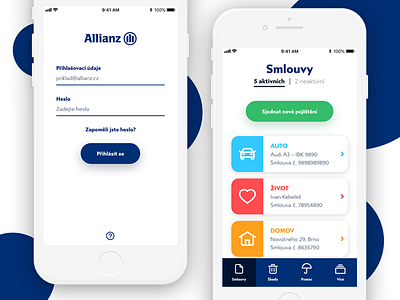 (WIP) My Allianz app allianz aplication app blue branding brno concept czech design ivankebeles redesign ui web work