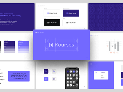 Kourses - Brand Guidelines brand and identity brand design brand guideline brand guidelines brand identity brand identity design branding branding studio design identity identity design k icon logo design logo icon purple logo smart by design smart logo smart logos startup branding startup logo
