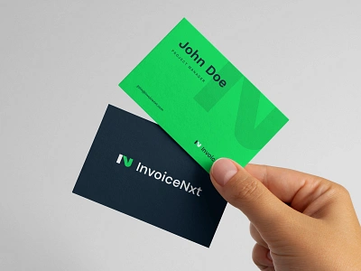 InvoiceNxt - fintech company branding brand application brand identity brand strategy brand studio branding business cards checkmark design finance fintech fintech branding fintech branding studio green brand green logo identity logo logo design logotype smart by design smart logo