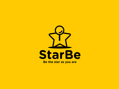 Starbe all4leo be black coupon design fun hand glass icon iconic leo logo logotype mascot person smile star yellow