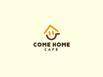 Come Home Cafe all4leo cafe china coffee cup design home house leo logo logotype smile typography