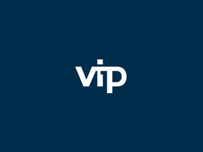 Vip1 all4leo blue design design studio idea it leo lettering logo logotype negative space typography vip vip1 white