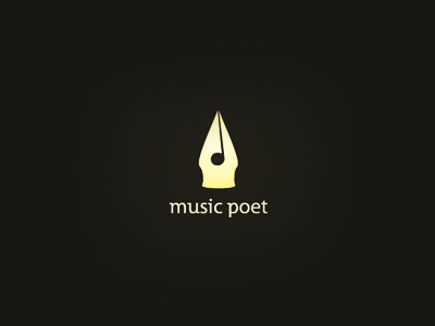 Music Poet artist logo clever logo gold golden logo icon iconic leo logo logo logo design music music logo negative space negative space logo note logo pen poet poet logo popular logo smart logo