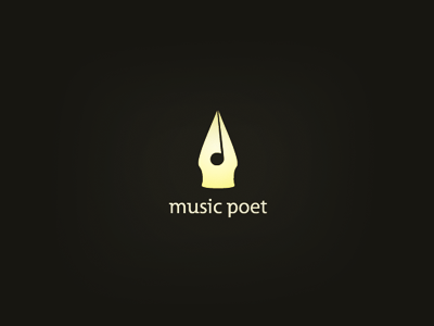 Music Poet logo music negative space gold poet pen poet logo negative space logo iconic golden logo smart logo music logo leo logo clever logo icon note logo artist logo popular logo logo design