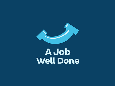 A Job Well Done blue logo done icon job leologos pipe plumb plumbing smart logo smile well
