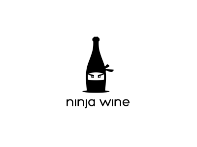 Ninja wine black clever logo comic logo fun logo funny logo logo logo designer ninja logo smart logo white wine wine logo