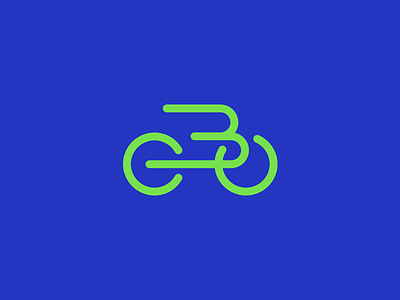 B-Bike b b icon bicycle bike blue green letter b