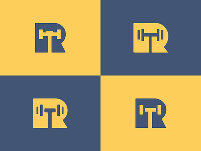 RT dumbbell feedback icon logo logo design negative space r smart logo smart logos t