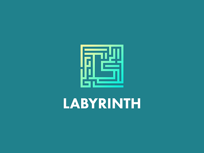 Labyrinth (Maze) gradient icon l labyrinth letter l maze negative space smart logo smart logos