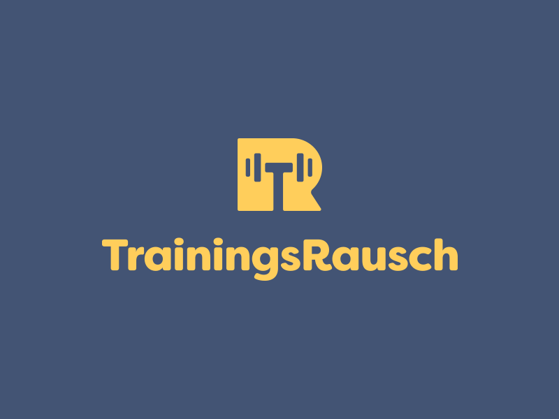TrainingsRausch feedback icon t r smart logos smart logo logo design logo negative space dumbbell