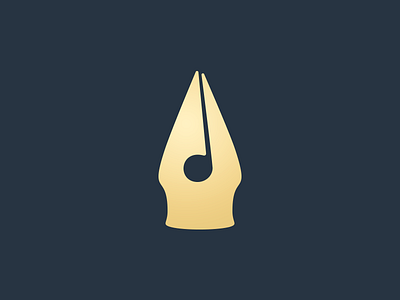 Music Poet artist logo clever logo gold golden logo icon iconic logo design music music logo negative space negative space logo pen