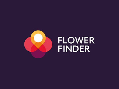 Flower Finder blossom color colorful find flower icon logo design pin purple smart logo