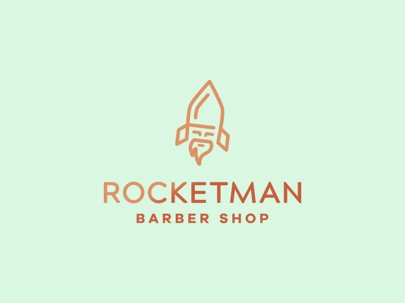 Rocketman Logo branding icon logo designer logo design design smart logo idea rocket barber shop beard