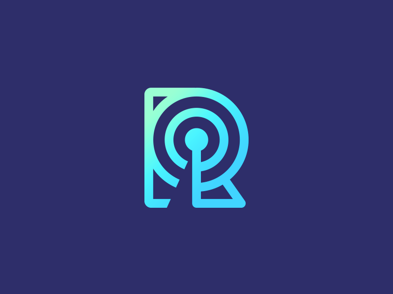 Radar icon blue gradient icon letter r podcast purple r radar radar icon smart logo
