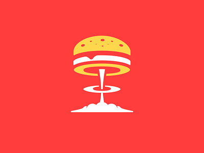 Atomic Burger Logo icon atomic atomic burger boom branding burger food food logo icon identity leologos logo icon red