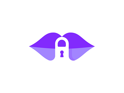 SHHH! Secret Dating App. app logo clever dating logo finger lips lips icon lock logo design negative space purple shhh smart