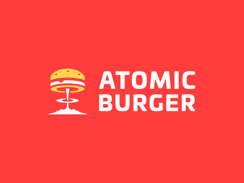 Atomic Burger atomic atomic burger boom branding bright logo burger explosion food food logo identity leologos red