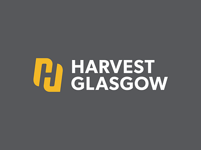 Harvest Glasgow church glasgow h icon h logo harvest identity logo design negative space smart logo yellow logo