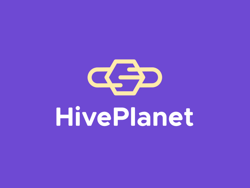 Hive Planet logo design honey logo yellow purple hive design hive logo honey bee space hive planet