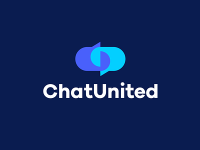 ChatUnited blue blue logo chat chat icon chat logo connect connection logo design logo icon together