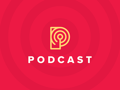 Podcast Logo clever logo design idea creative logo designer geometry circles grid icon mark brand letter p icon logo design p podcast identity podcast logo radar connection pulse red yellow white smart logo