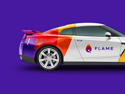 Flame GTR car design colorful negative space logo flame logo flame logo icon design match logo negative space logo design nissan gtr car design red yellow orange purple logo smart logo smart logos