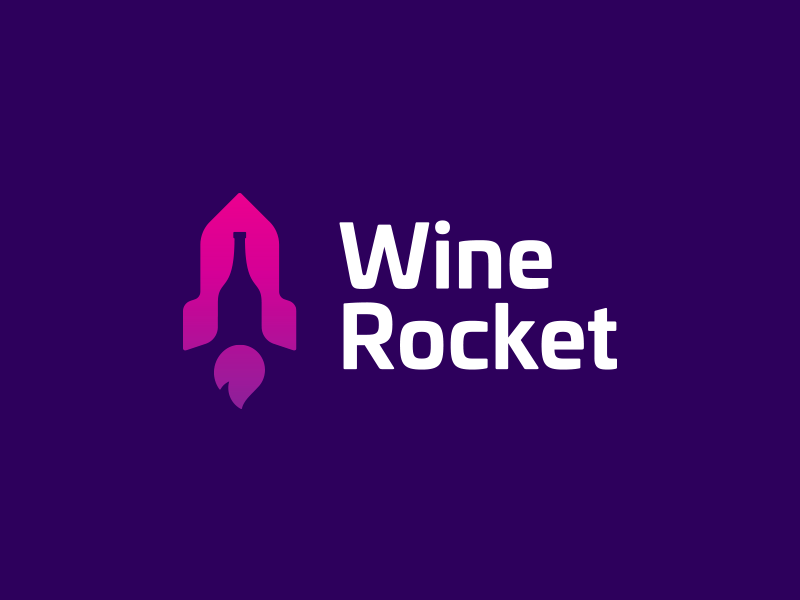 Wine Rocket wine negative space logo design design smart logos clever icon bottle wine bottle rocket icon wine logo rocket logo