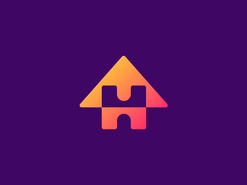 H + House branding clever logo colorful creative design gradient h icon home home logo house identity illustration logo logo design logo designer logo icon logotype negative space smart logo smart logos