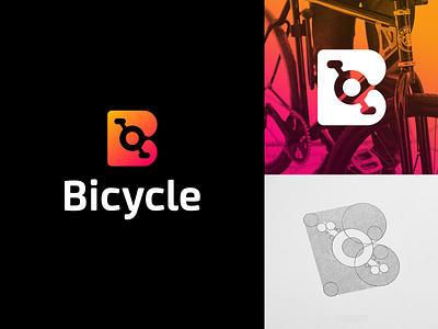 Bicycle Logo Design b logo bicycle bicycle app bicycle shop bicycles branding clever logo creative direction gradient logo icon identity leo logos letter b logo design logo designer logo icon negative space pedals smart logo smart logos