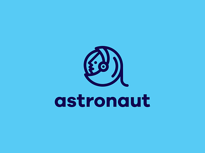 Astronaut Logo Design astronaut blue blue logo branding clever logo cosmos creative creative identity design icon identity illustration logo logo design logo designer logo icon logotype smart logo smart logos space