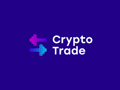 Crypto Trade app arrow arrows blockchain branding btc crypto design eth gradient icon identity logo logo design logo icon profit smart logos startup trade trading