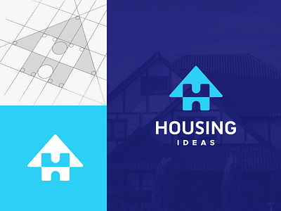 Housign Ideas Logo blue branding clever logo creative design grid grid logo home house housing icon idea ideas identity logo design logo designer logo icon negative space smart logo smart logos