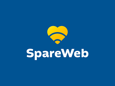 SpareWeb branding clever logo connection design donate donation heart heart icon heart logo icon identity logo logo design logo designer logo icon smart logo smart logos spare wifi yellow logo