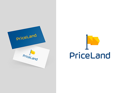 PriceLand blue branding clever logo colorful creative design discount flag icon identity logo logo design logo designer logo icon price price list price tag smart logo smart logos vector