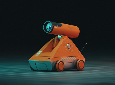 Surveillance Robot 3d 3dart blend blender blender3d camera design digitalart futuristic modeling orange product design render retro robot sci fi security technology