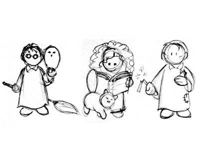 HP icons characters cute harry hermione icon mini ron sketch