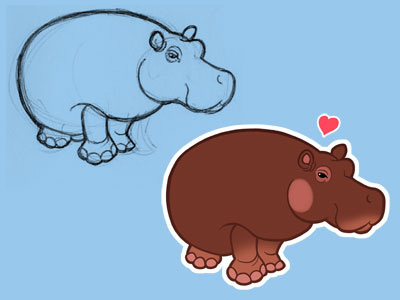 Hippo Love animal cute endangered hippo illustration unusual