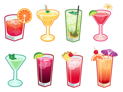 Cocktail icons booze bright cocktails colorful drink icon illustration party