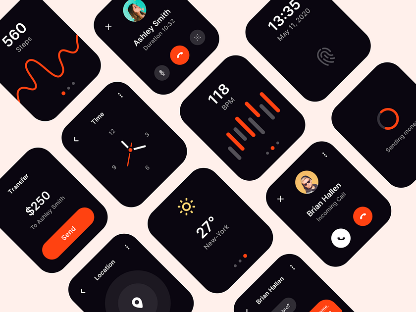 Smartwatch App - Dark Mode by Ben Tortorelli for Nice100Team on Dribbble